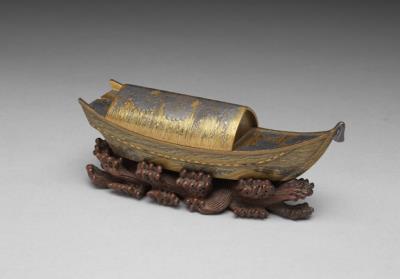 图片[2]-Lacquer box in the shape of a boat ornamented with jade belt, Qianlong reign (1736-1795),  Qing dynasty-China Archive